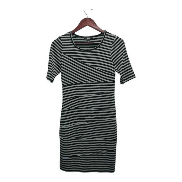 Short sleeve black striped dress by I.N. San Francisco.  Size Small - Picture 1 of 3